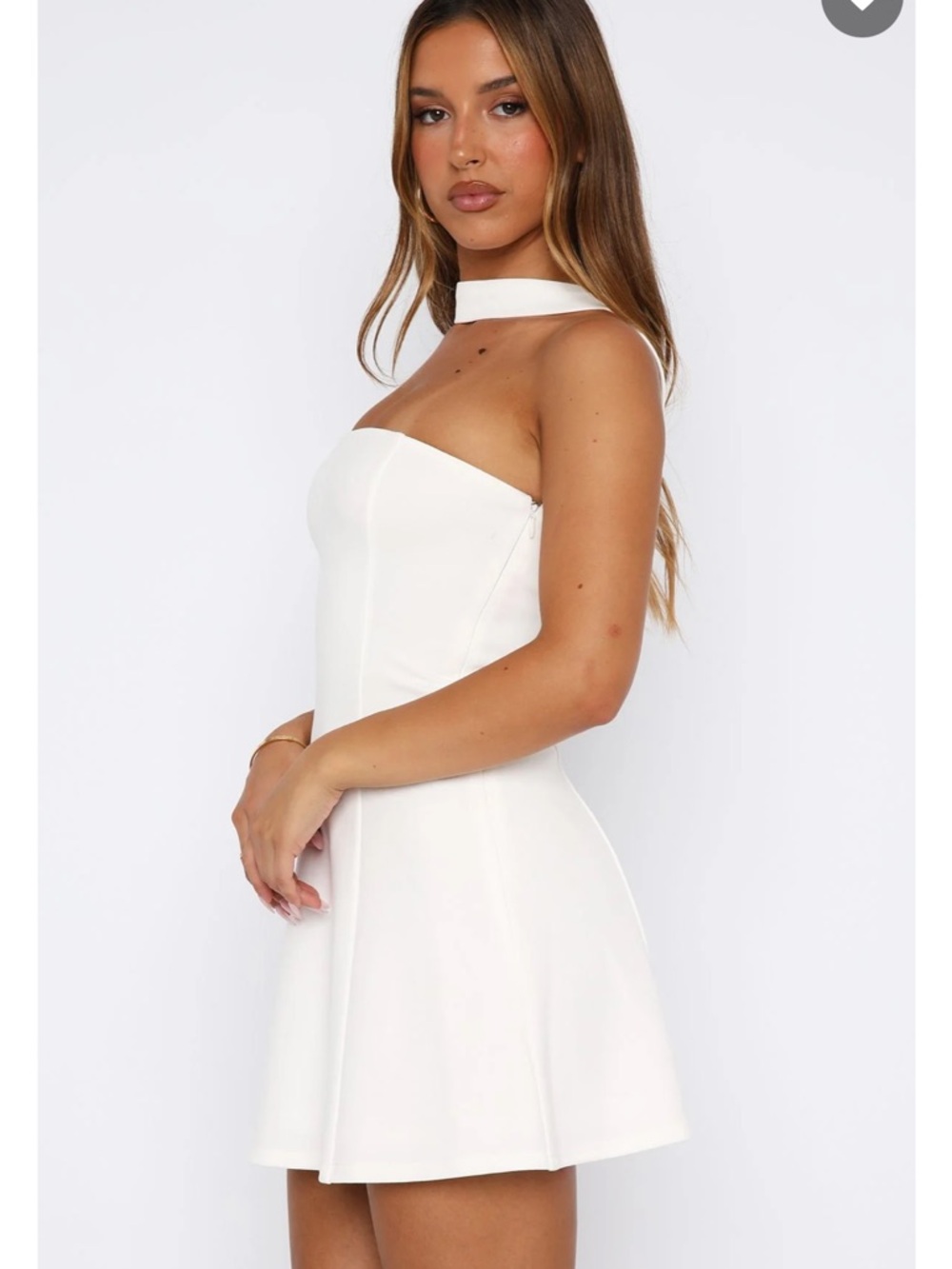White Fox Boutique White Strapless halter mini Dress